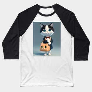 Cat with a purse - Modern digital art Baseball T-Shirt